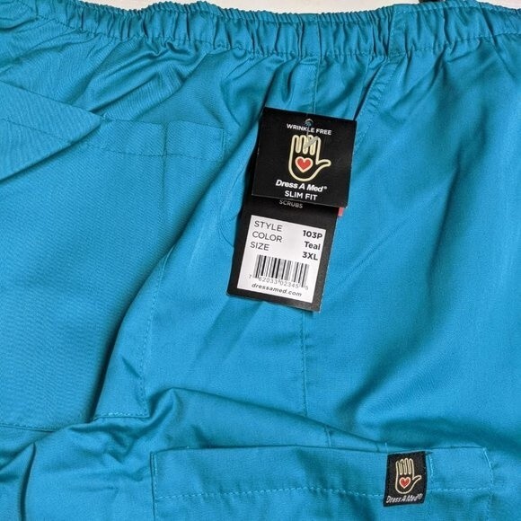 NEW Dress A Med Scrubs Pants Bottoms Medical Uniform Teal Blue 3XL NWT - Picture 3 of 7